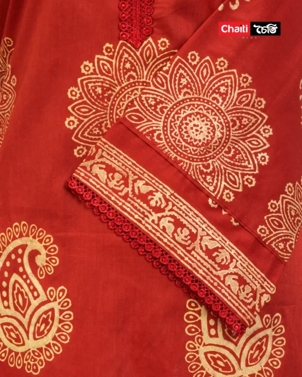 Chaiti Premium Pure Cotton Ready Three Piece - Image 2