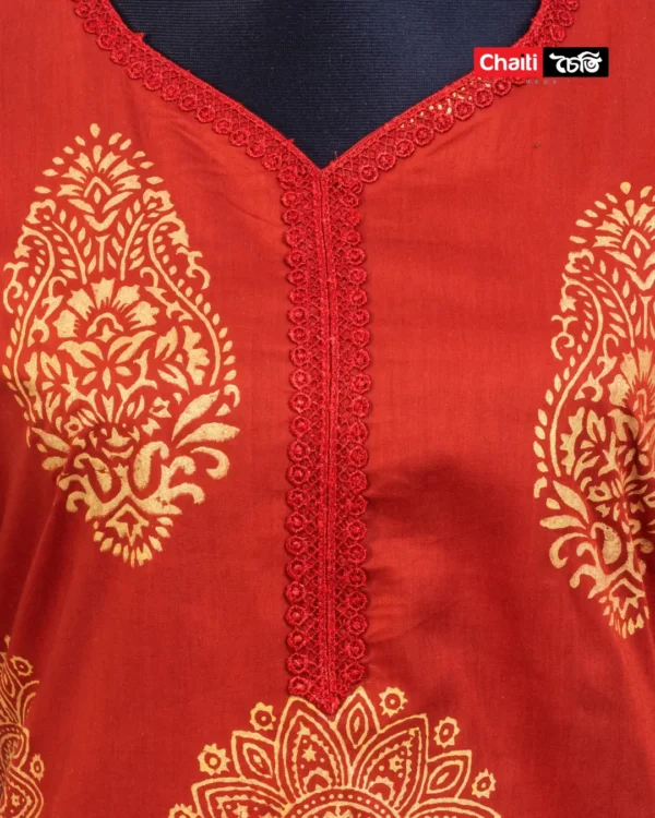 Chaiti Premium Pure Cotton Ready Three Piece - Image 3