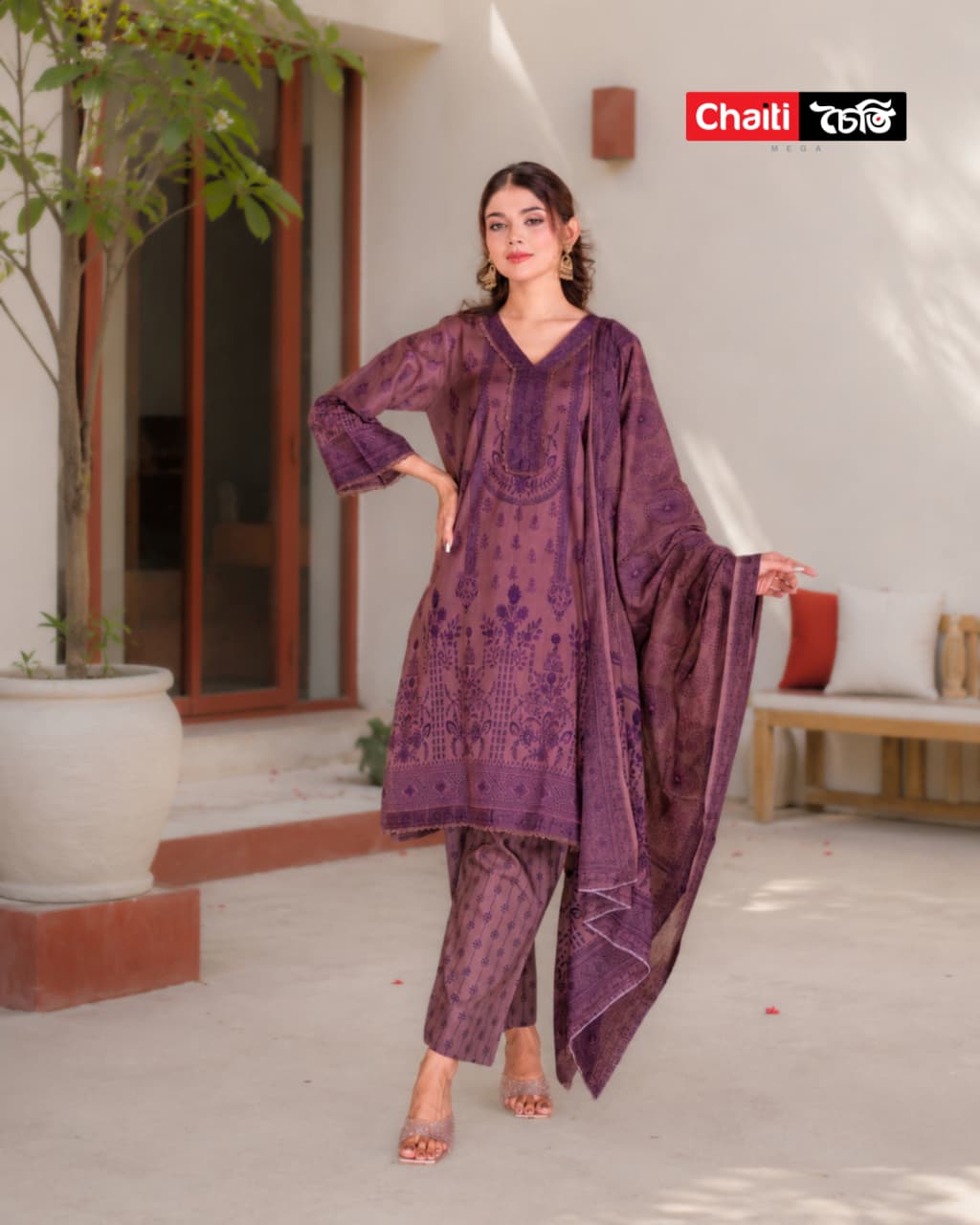 Chaiti Pure Cotton Three Piece