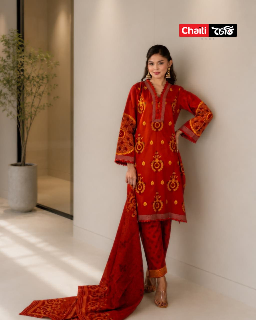 Chaiti Pure Cotton Three Piece