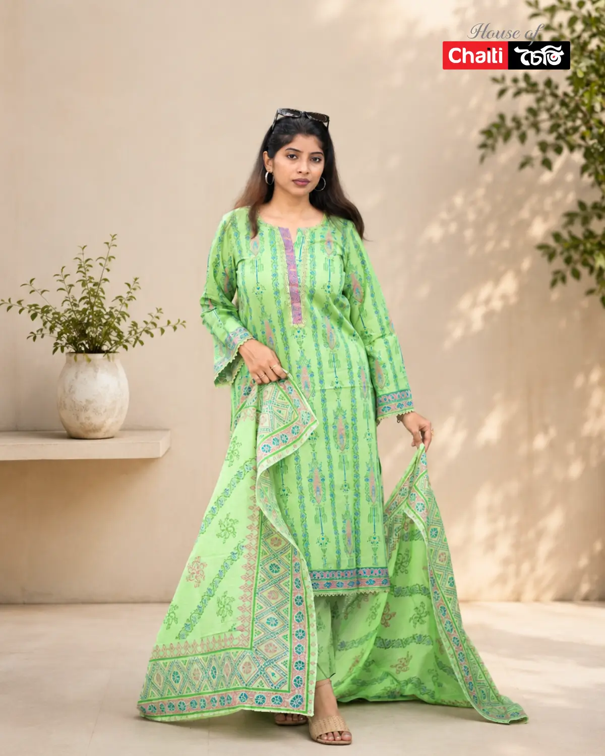 Chaiti Pure Cotton Three Piece